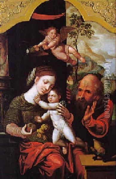 Die Heilige Familie Oil Painting - Pieter Coecke van Aelst the Elder