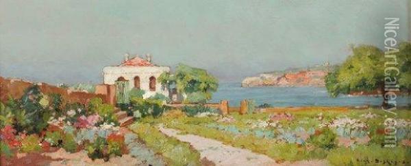 Villa Au Jardin Fleuri Oil Painting - Eugene Francois Deshayes