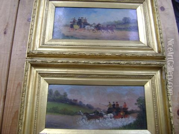 Coaching Scenes (pair) Oil Painting - Philip H. Rideout