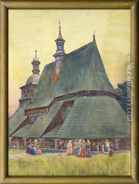 Old Church In Sekowa Oil Painting - Aleksander Augustynowicz