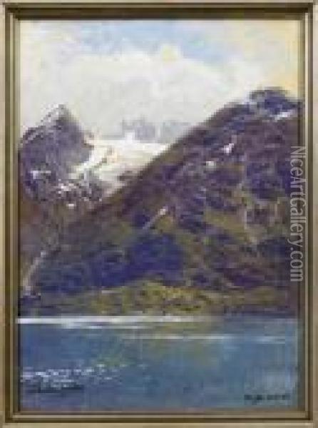 Berge Bei Hjelle Am Strynevatnet Oil Painting - Themistocles Von Eckenbrecher
