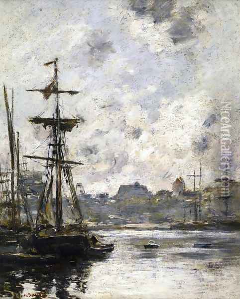 The Port, Fecamp Oil Painting - Eugene Boudin