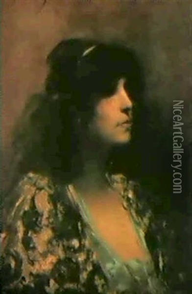 Portrait De Femme Oil Painting - Jean Joseph Benjamin Constant