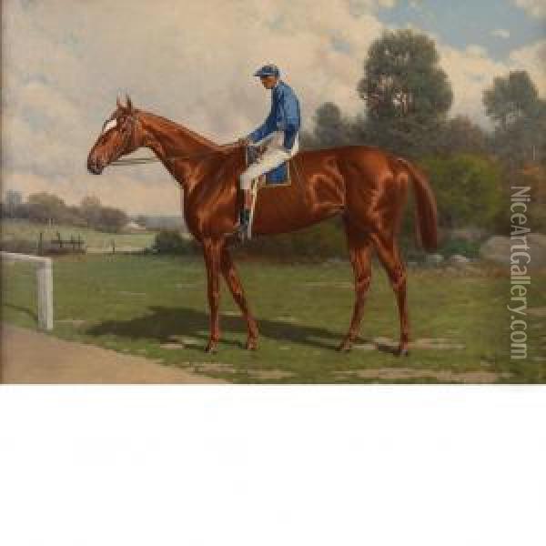 Dobbins, The Race Horse, With Jockey Up Oil Painting - Henry Stull