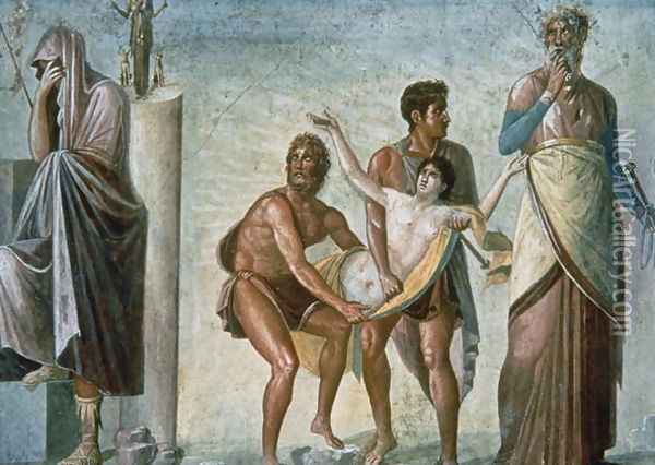 The Sacrifice of Iphigenia, from the House of the Tragic Poet, 1st century AD Oil Painting - Timante