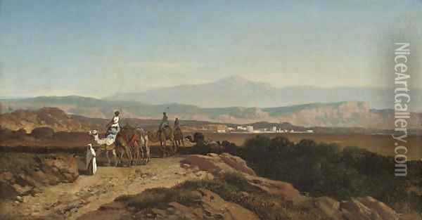The camel train Oil Painting - August Albert Zimmermann