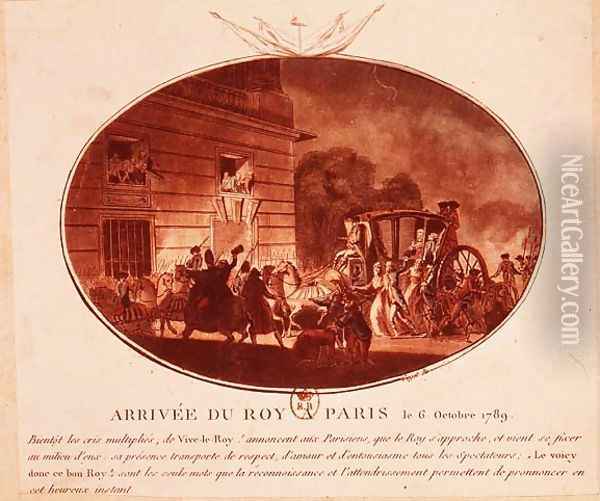 The Arrival of the King in Paris on 6th October 1789 Oil Painting - Guyot, Laurent