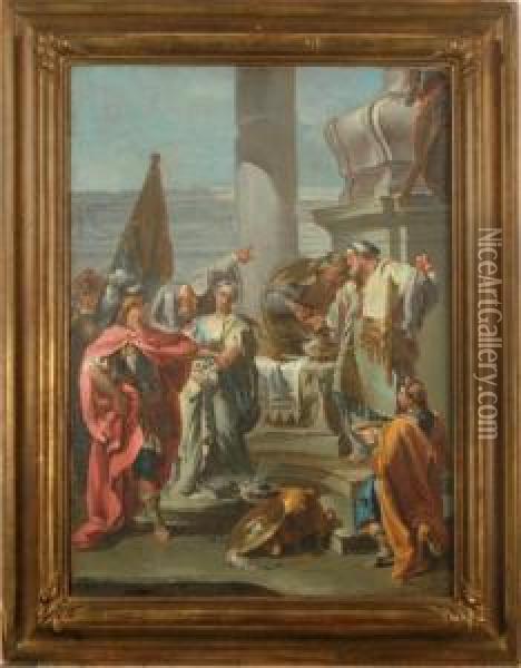The Sacrifice Of Polyxena Oil Painting - Giovanni Battista Pittoni the younger