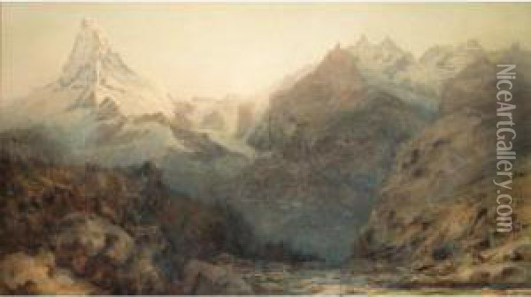 The Matterhorn At Dawn Oil Painting - Arthur Croft