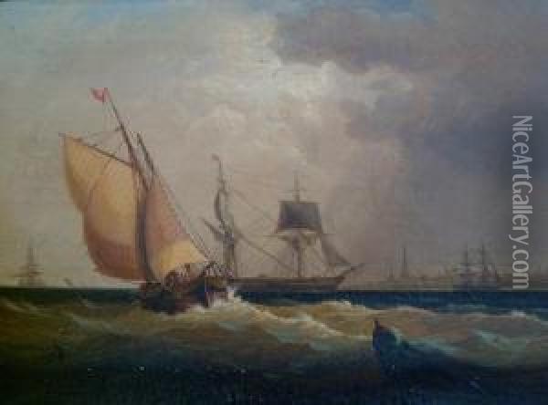 Entering The Harbour Oil Painting - William Velde Van De Bonfield