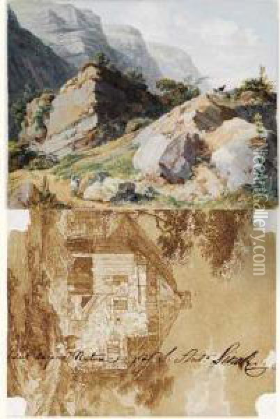 Linck, ,paysage De Montagne Oil Painting - Jean Antoine Linck