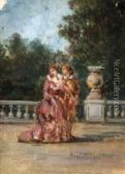 Elegantes Oil Painting - Adolphe Joseph Th. Monticelli