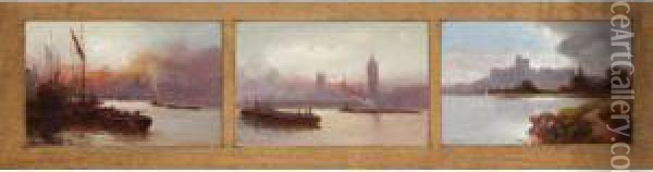 Views On The Thames Oil Painting - George Hyde Pownall