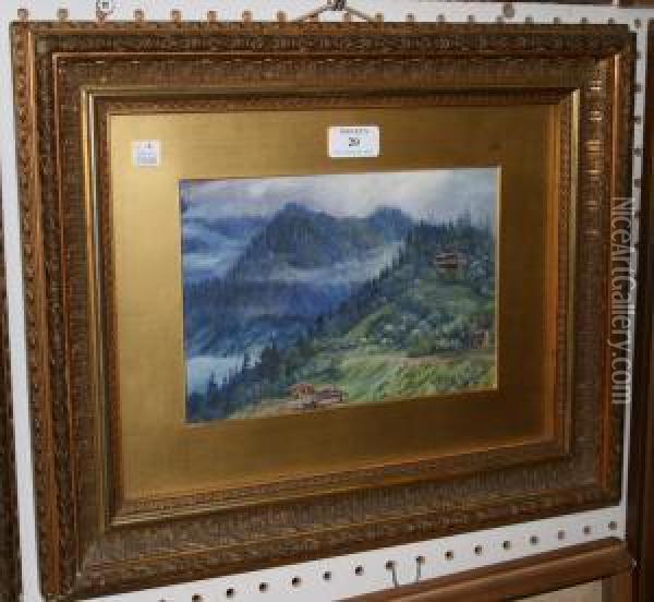 Mountainous Landscape Oil Painting - Marianne North