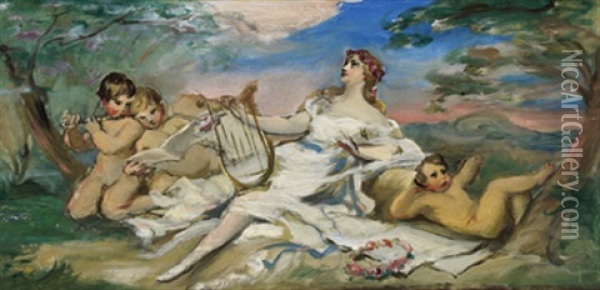 Allegorie Auf Die Musik Oil Painting - Adolf Pirsch