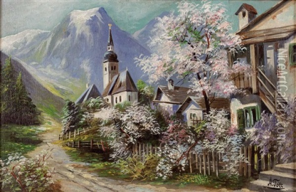 Kirche Am Bach Oil Painting - Alois Tott
