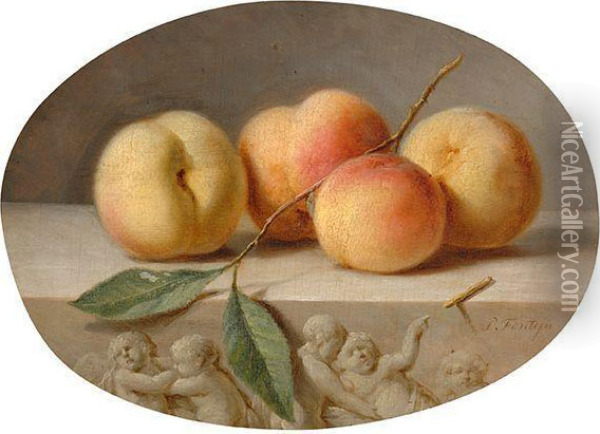 Still Life With Peaches Oil Painting - Pieter Fontijn