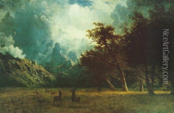Storm On Laramie Peak Oil Painting - Albert Bierstadt