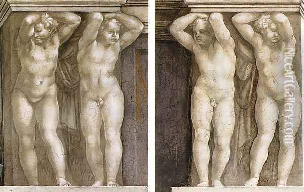 Putti 1511 Oil Painting - Michelangelo Buonarroti