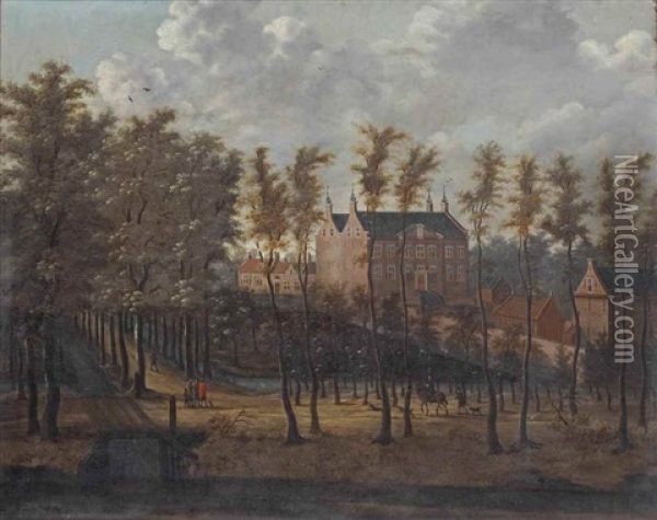 A View Of The Estate De Wiers, Vreeswijk Oil Painting - Jan Dalens
