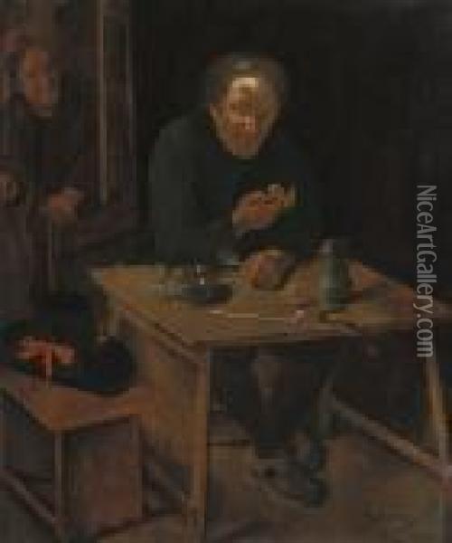 Peasants In A Tavern Oil Painting - Adriaen Brouwer
