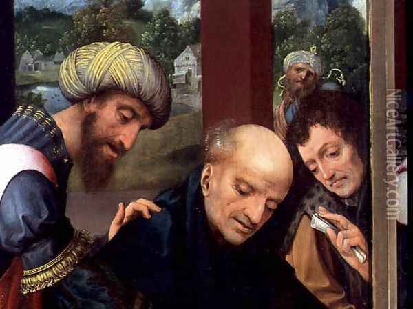 St. Catherine and the Philosophers (detail of the Philosophers) Oil Painting - Goossen van der Weyden