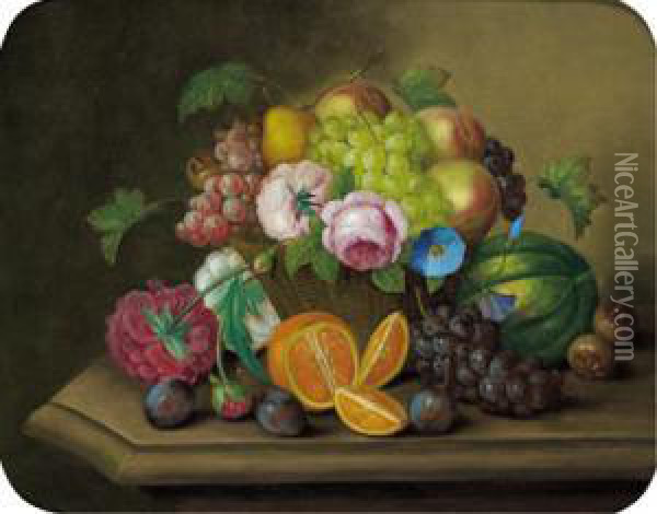 Fruchtestilleben Oil Painting - Georg Seitz