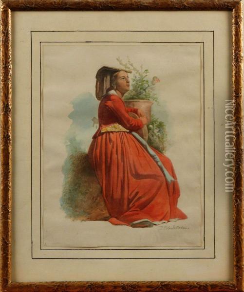 Sydlandsk Kvinna Oil Painting - Johan Zacharias Blackstadius