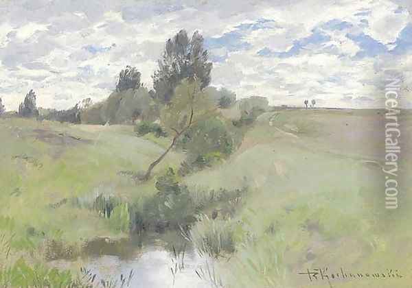 Landscape with a Wet Meadow Oil Painting - Roman Kochanowski