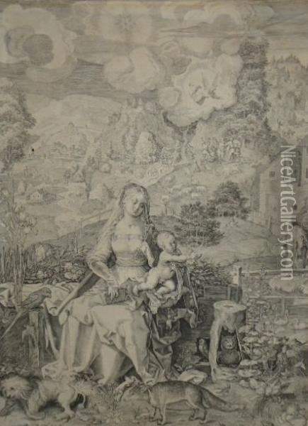 Virgin And Child On A Grassy Bank Oil Painting - Aegidius Sadeler or Saedeler