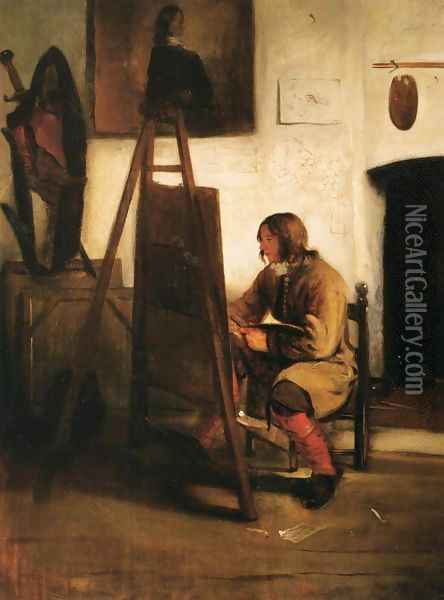 Young Painter in his Studio Oil Painting - Barent Fabritius