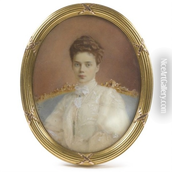 Portrait Of Grand Duchess Xenia Alexandrovna Oil Painting - Vassilj Zuiev