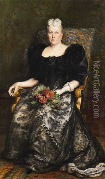 Grosformatiges Damenportrait Mit Lebensgroser Ganzfigur Oil Painting - Giuseppe Castiglione
