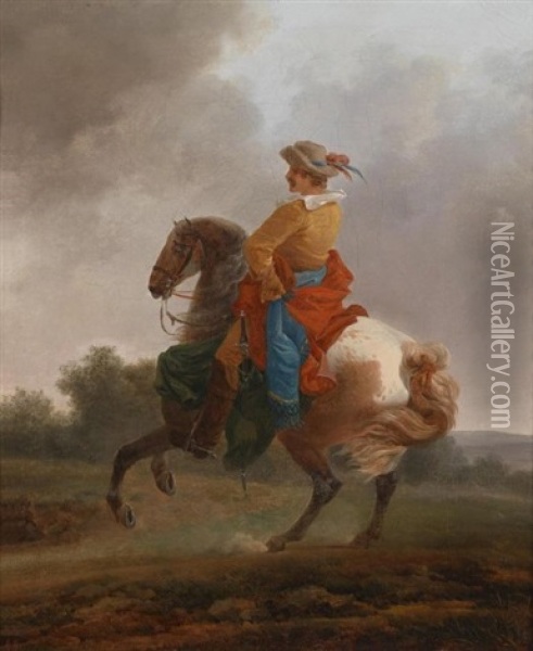 Un Gentilhomme Sur Son Cheval Oil Painting - Francesco Giuseppe Casanova