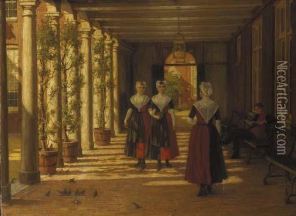 Onder De Galery Oil Painting - Nicolaas Van Der Waay