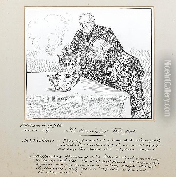 The Unionist Tea-pot Together With 9 Othercartoons And Sketches By The Same Hand Oil Painting - Francis Carruthers Gould