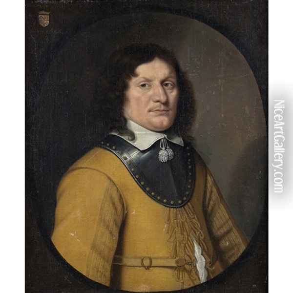 Portrait D'homme En Habit Jaune Dans Un Ovale Peint Oil Painting - Wallerant Vaillant