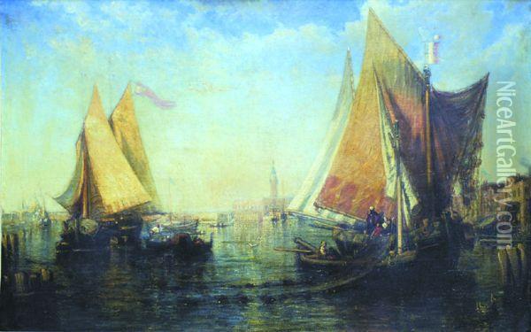 Venise. Oil Painting - Charles Clement Calderon