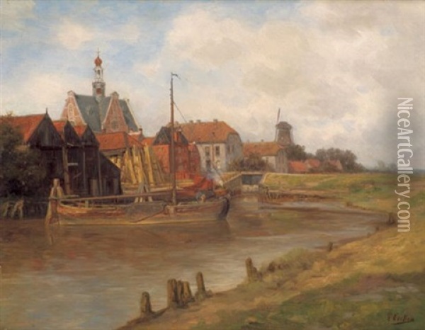 Ansicht Von Emden In Ostfriesland Oil Painting - Karl Eduard Onken