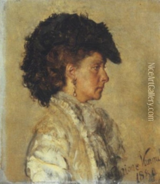 Signora Elegante, 1880 Oil Painting - Scipione Vannutelli