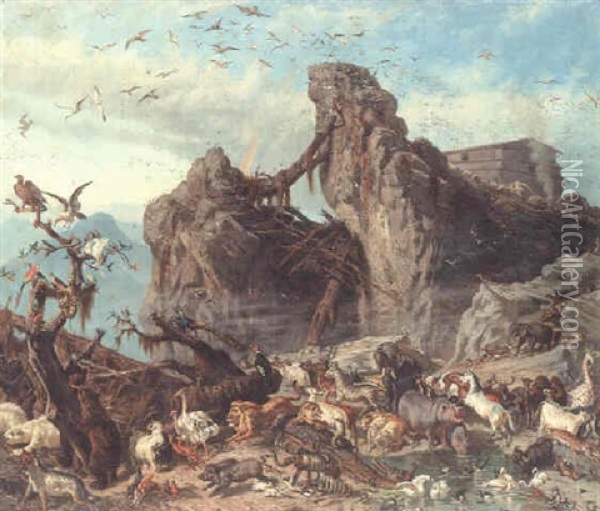 L'uscita Degli Animale Dall'arca Di Noe Oil Painting - Filippo Palizzi