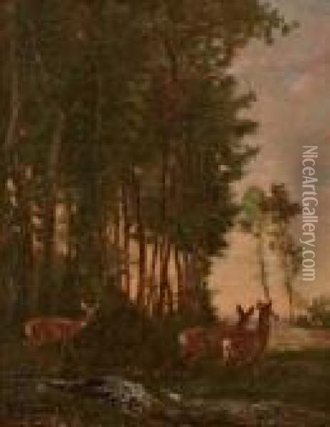 biches En Foret Oil Painting - Karl Bodmer
