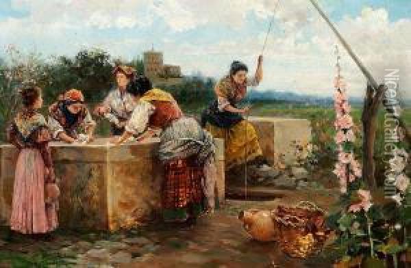 Doing The Laundry Oil Painting - Gabriel Puig Roda