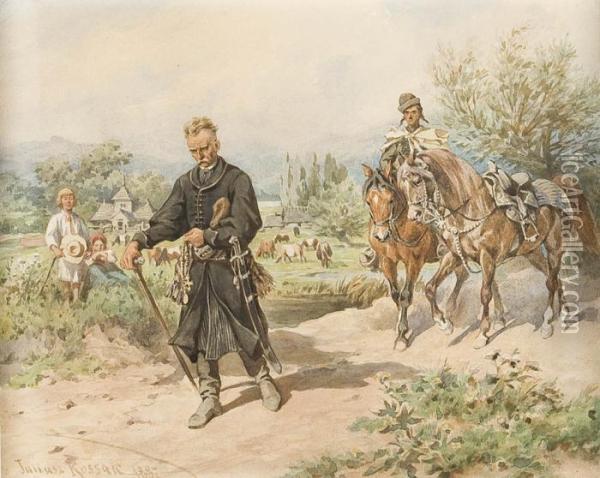 Ostatni Z Nieczujow Na Pielgrzymce, 1887 R. Oil Painting - Juliusz Kossak