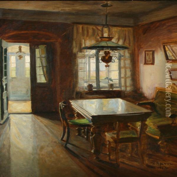 Living Room Interior Oil Painting - Kristen Bjerre