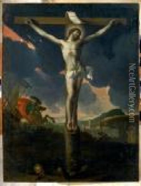 Le Christ En Croix Avec Saint Longin Oil Painting - Karel Dujardin
