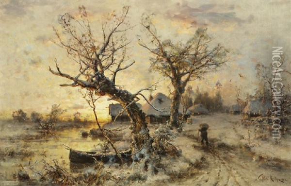 Winter Landscape Oil Painting - Yuliy Yulevich (Julius) Klever
