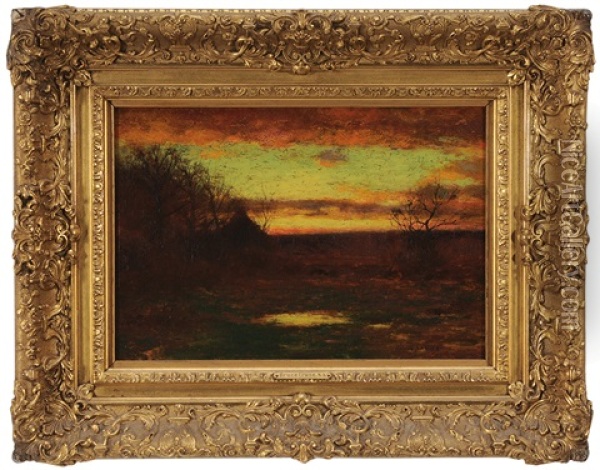 Landscape At Sunset Oil Painting - Bruce Crane