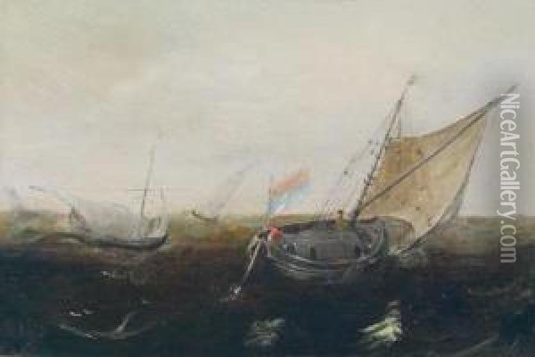 Umkreis Fischerboote Auf Bewegter See Oil Painting - Cornelis Hendricksz. The Younger Vroom