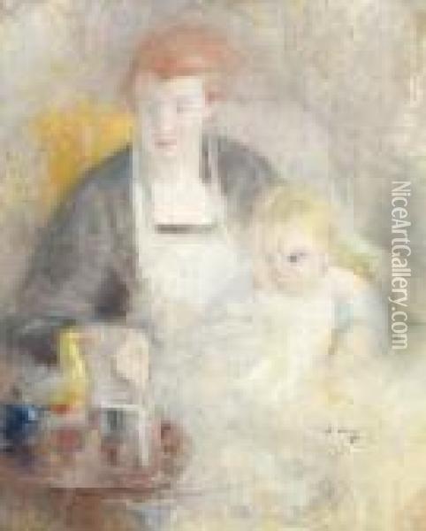 Mother And Child Oil Painting - Beatrice Julia How